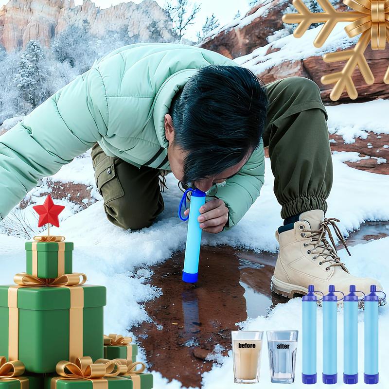 Outdoor Water Filter, Straw Water Filter, Portable Water Filter, Emergency Survival Water Purifier for Prepper Emergency Equipment Hiking Camping