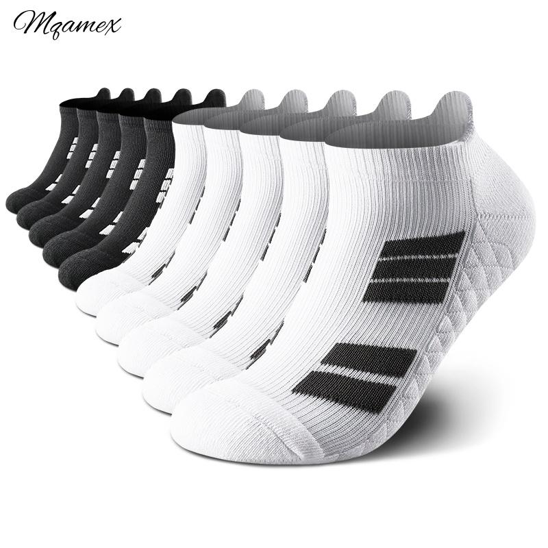 Mqamex Men's 6-Pair No-Show Athletic Running Socks - Terry-Sole, Sweat-Absorbent, Breathable, Thick for Cold-Weather Outdoor Training & Daily Wear