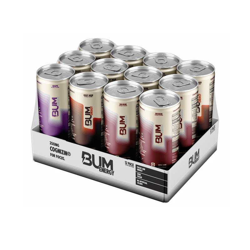 BUM Energy Drink – Sugar Free Energy Drink with Natural Caffeine & Cognizin for Energy & Focus – Clean Energy Beverage – 12 oz Cans (12 Pack)