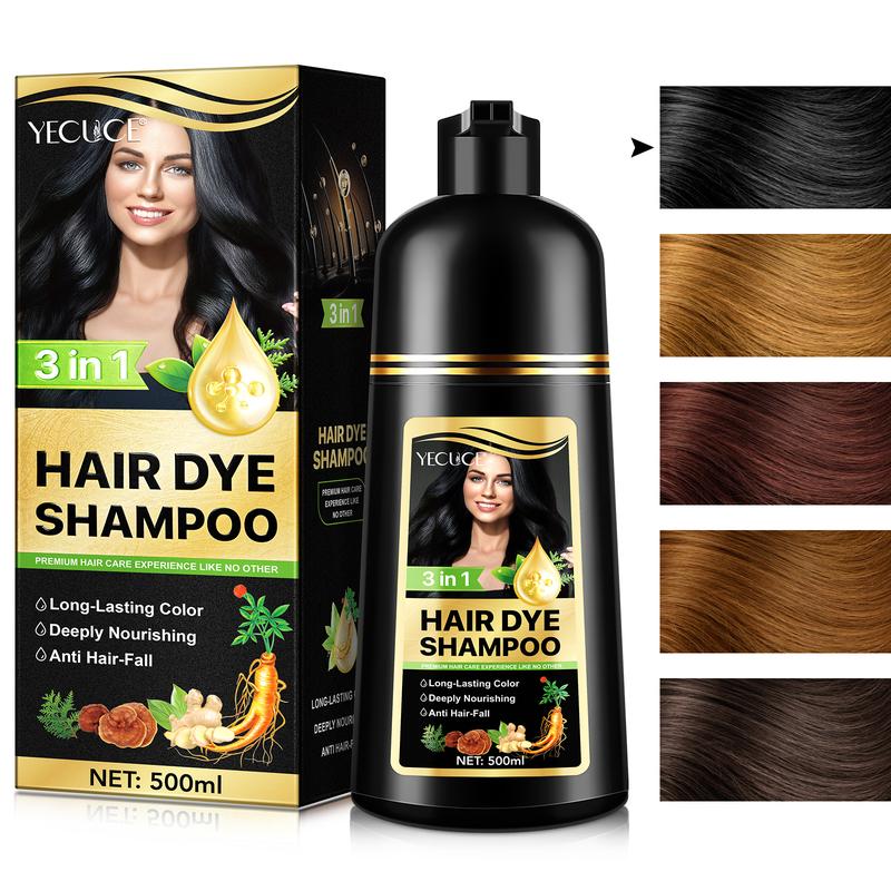Yecuce 3-in-1 Gentle Hair Dye Shampoo, Multi-Functional Hair Care Product, Nourishing Formula for Vibrant Color and Shine, 500ml