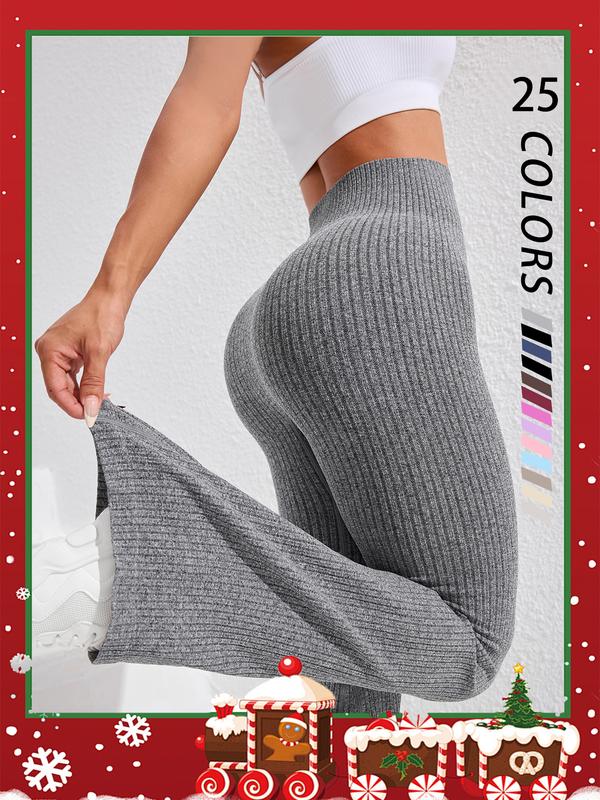 Women's Solid High Waist Sports Leggings, Casual Comfy Breathable Skinny Pants for Yoga Gym Workout Running, Ladies Sportswear for All Seasons, Flare Leggings, Skinny Yoga Bottoms