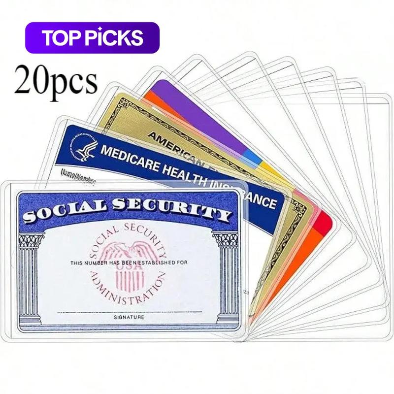 Social Security Card Protective Cover, 10/20pcs Transparent PVC Waterproof Plastic Sleeves, Suitable for Healthcare, Social Security, Business, ID & Credit Cards, Office Accessories, Office Gadgets & ID Card Holder #GLOBAL PICKS
