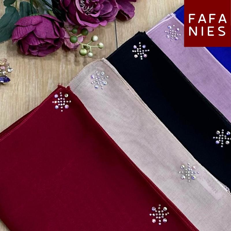 FAFANIES Design Sparkling Tabur 21 Tudung Bawal Cotton Premium Voile Signature Plus Batu Manik Tabur Bidang 45 Hijab Scarf Square
