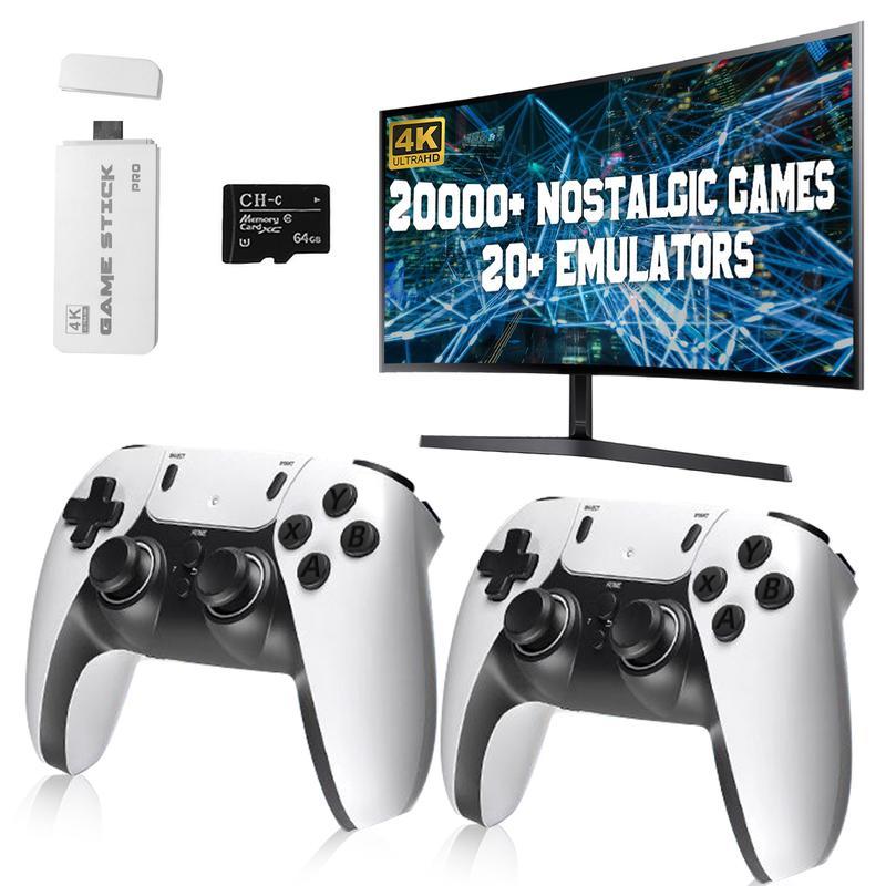 HDMI Output - 20000+ Games Wireless Retro Game Console Stick with 26 Emulators & 2.4G Wireless Controllers - Gaming Smartphone
