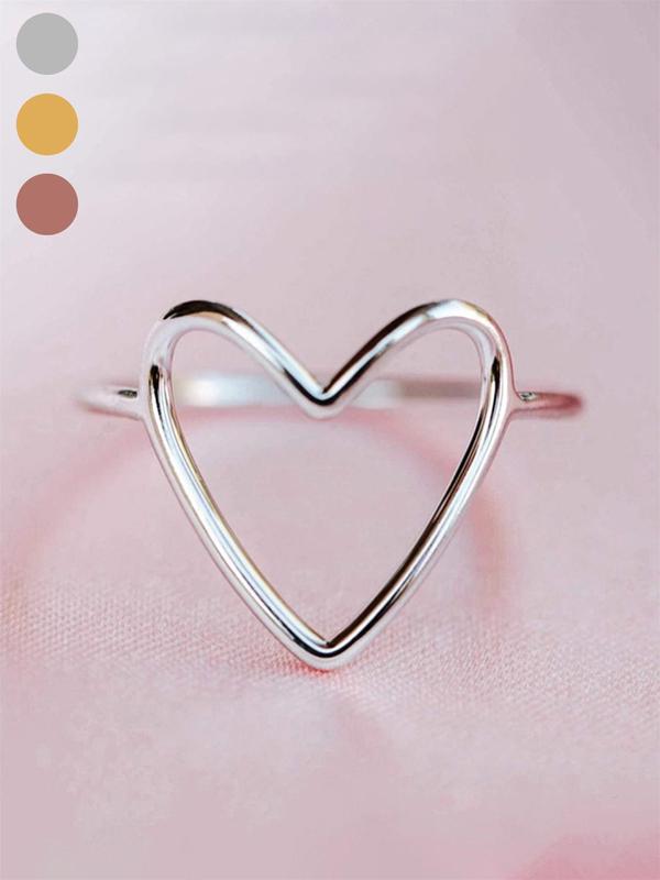 Mother's Day Gift Heart Design Ring, Fashion Heart Rings, Fashion Accessories for Women & Girls, Trendy All-match & Exquisite Jewelry for Birthday Gift, Copper Rings