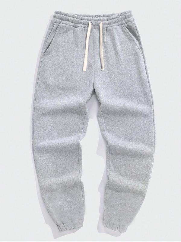 Men's Casual Fleece Drawstring Pants, Comfortable Warmth for Daily Wear, Sports & Outdoor Activities, Men's Jogger Sweatpants, Drawstring Waist Sweatpants, Drawstring Waist Athleisure, Athleisure Style Bottoms
