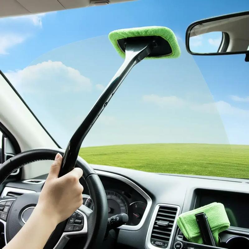 Fall Car Windshield Cleaning Tool for Summer, Glass Washer Brush for Dry & Moist Wipe, Car Glass Cleaning Brush with Long Handle, Car Accessories, Detailing Products, Car Windshield Cleaner, Car Cleaning Supplies, Car Care Products