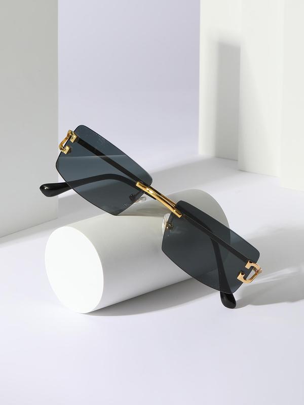 Summer Glasses, Square Rimless Summer Outfits Sunglasses for Women/Men, Elegant Summer Must Haves, Travel Essentials, Gift for Girlfriend/Bf