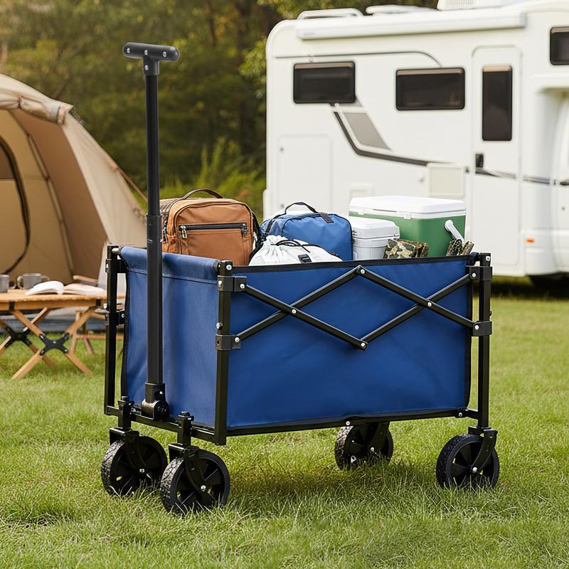 Sweetcrispy Collapsible Folding Wagon - Oxford Cloth Quick-Fold Portable Foldable Trolley, 102L Large Capacity, 330 lbs Load, Wheels & Flexible Handle, Camping Gear for Outdoor Camping, Grocery Shopping