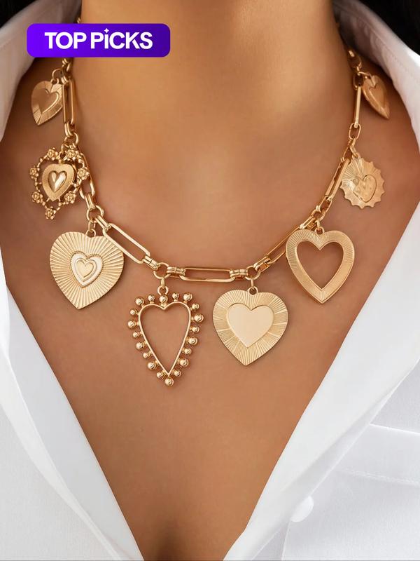 Party Style Heart Design Pendant Necklace, Fashion Jewelry for Party, Daily Clothing Decor, Trendy All-match & Exquisite Jewelry for Birthday Gift