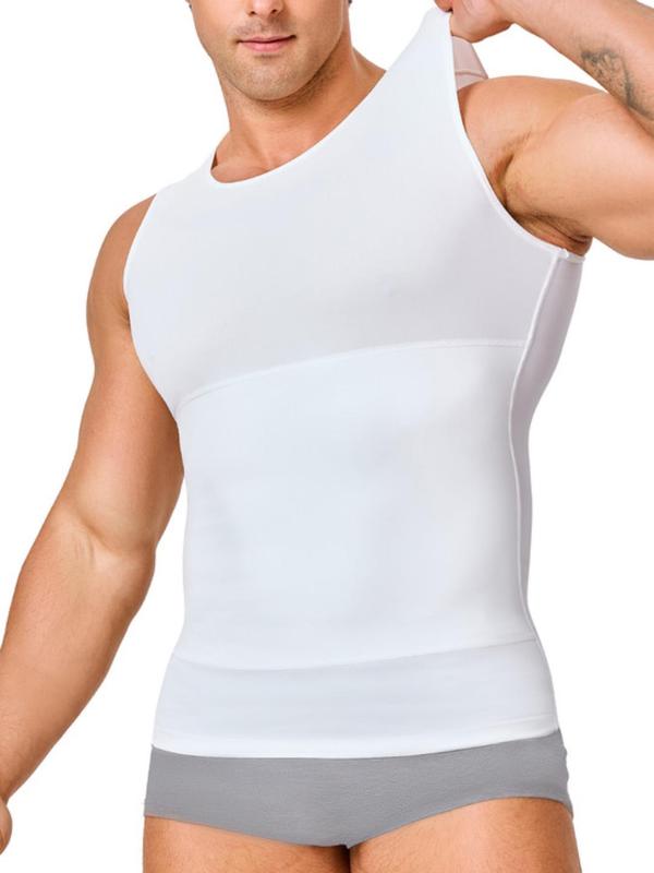 Men's Solid Shapewear Tank Top, Knit, Breathable Slimming Vest, Compression Shirt, Men Shapewear Top for All Seasons, Men's Compression Shapewear menwardrobe comfyessentials mensworkout midsize menfashion menswear