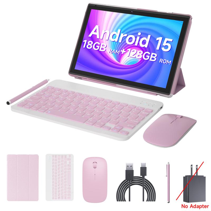 [SummerVibes] PEICHENG Android 15.0 Tablet with 10.1" IPS Display, 6GB native RAM(expandable to 20GB),128GB ROM (1TB Expandable Max) Octa-Core 2.0GHz,WiFi6 5G & BT5.0 with Keyboard/Mouse/Stylus Bundle, tablet bundle on sale,Mother's Day PINK