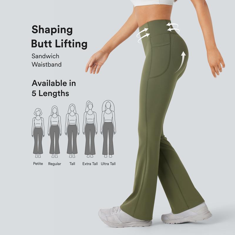Halara UltraSculpt High Waisted Scrunch Butt Lifting Tummy Control Pocket Shaping Yoga Bootcut Leggings #SwimWeek