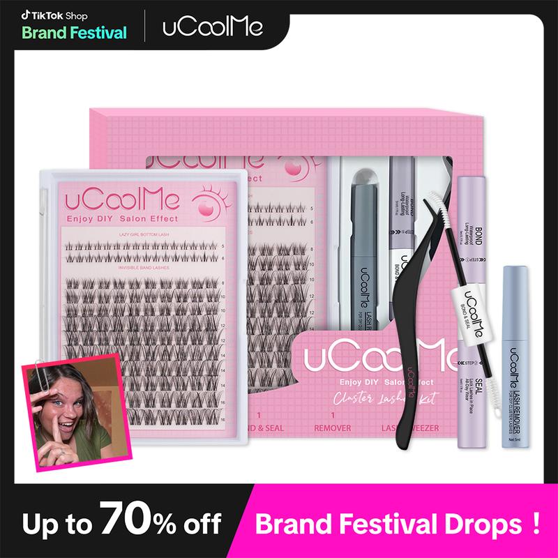 uCoolMe Lashes Lazy Girl & Venus With Invisible Band DIY Eyelash Extension Kit Bond and Seal Eyelash Glue and Lash Remover Beginner Friendly Individual Lashes Waterproof and Long lasting Makeup For Girl Christmas gift Cosmetic Springtok