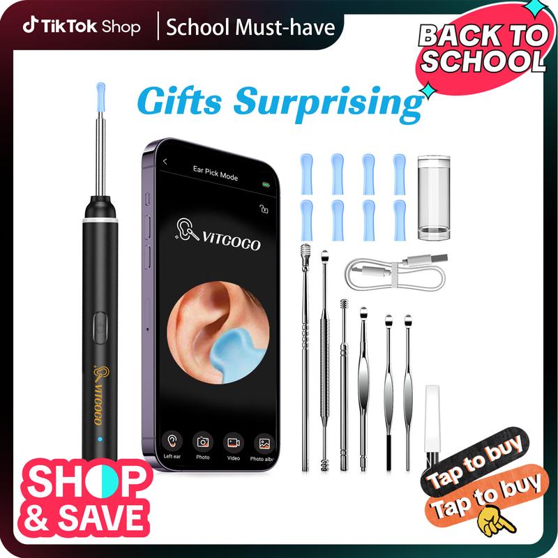 VITCOCO Ear Wax Removal Tool, Otoscope with 1920P HD Camera, with 7pcs Set of Metal Ear Spoons, with 6 LED Lights for iPhone iPad Android Smart Phone, Perfect Gift for Men and Women – Ideal Mother's Day Gift for Mom & Family