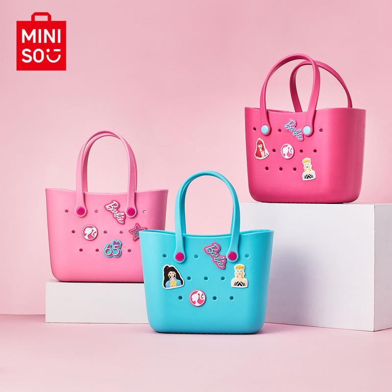 [Crochet Bag with Accessories] Barbie Daylight Shiny Series 3 Color - Cute Design Durable Lunch Bags For Girls Suitable Size Pink Pale Pink Blue Bento Bags With Repairable Handle, Surprise Halloween Gift for Girls and Daughters, Mother's Day Basket Gift
