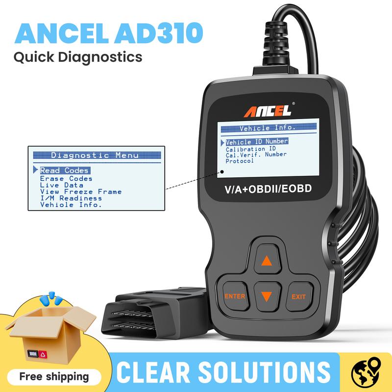 ANCEL AD310 OBD2 Scanner Car Engine Fault Code Reader No Charging Cable Needed Vehicle Safety Diagnostics | Father’s Day Gift Tool for 12V Gasoline Diesel Cars