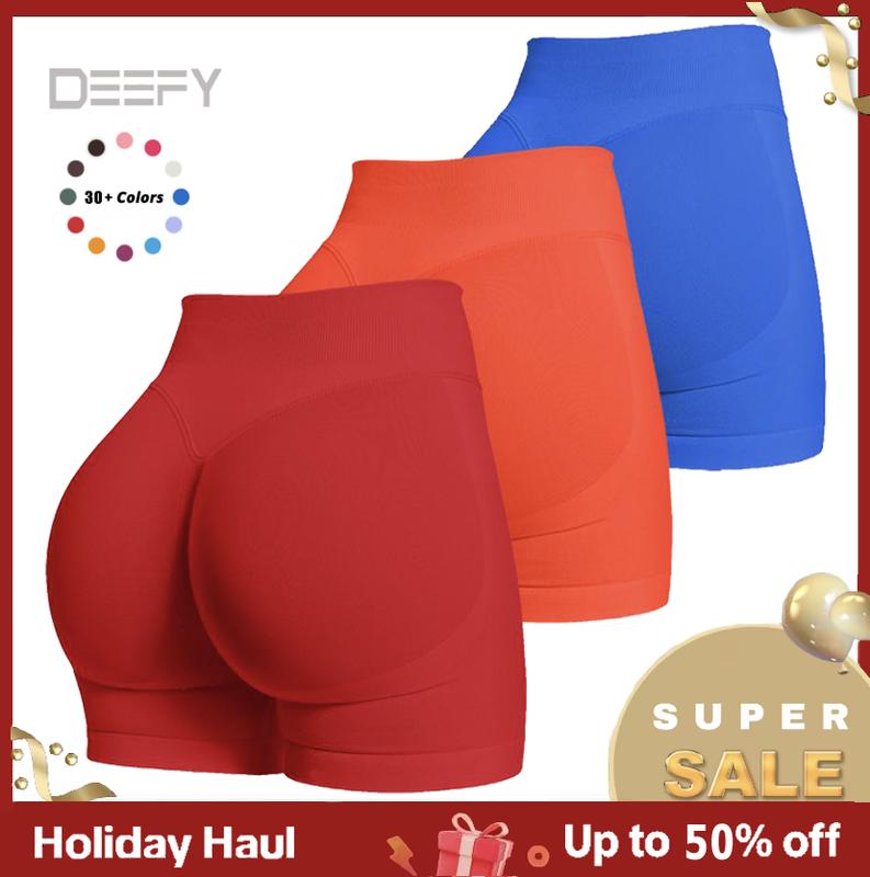 DEEFY Impact Shorts Gymwear Women Yoga Fitness Gym Sportswear Workout Hidden Scrunch Butt Lifting 4.5" Seamless Shorts