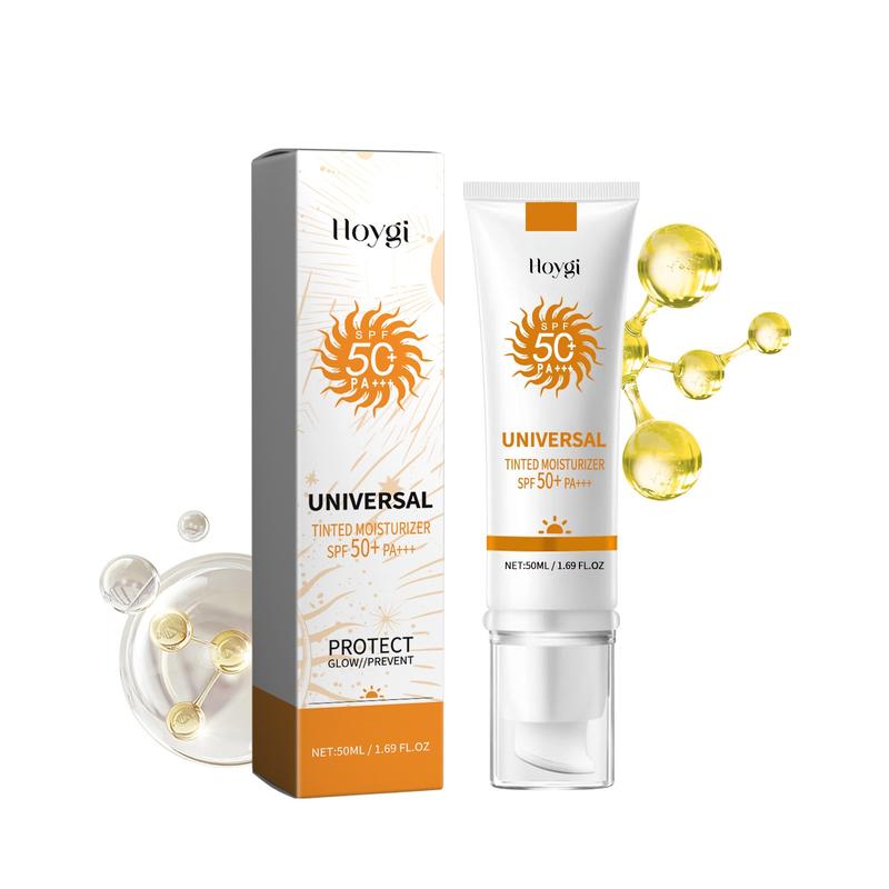 Sunscreen to prevent sunburn and tanning, Universal Tinted Face  Moisturizer Sunscreen, SPF 50 PA+++, Water Resistant And Non-Greasy,For All Type Skin Facial Skincare