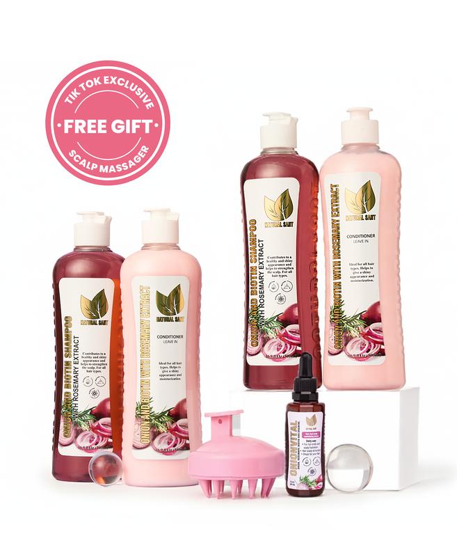 Natural Sant - 2 Onion, Rosemary and Biotin sets + Onionvital Serum KIT + FREE SCALP MASSAGER