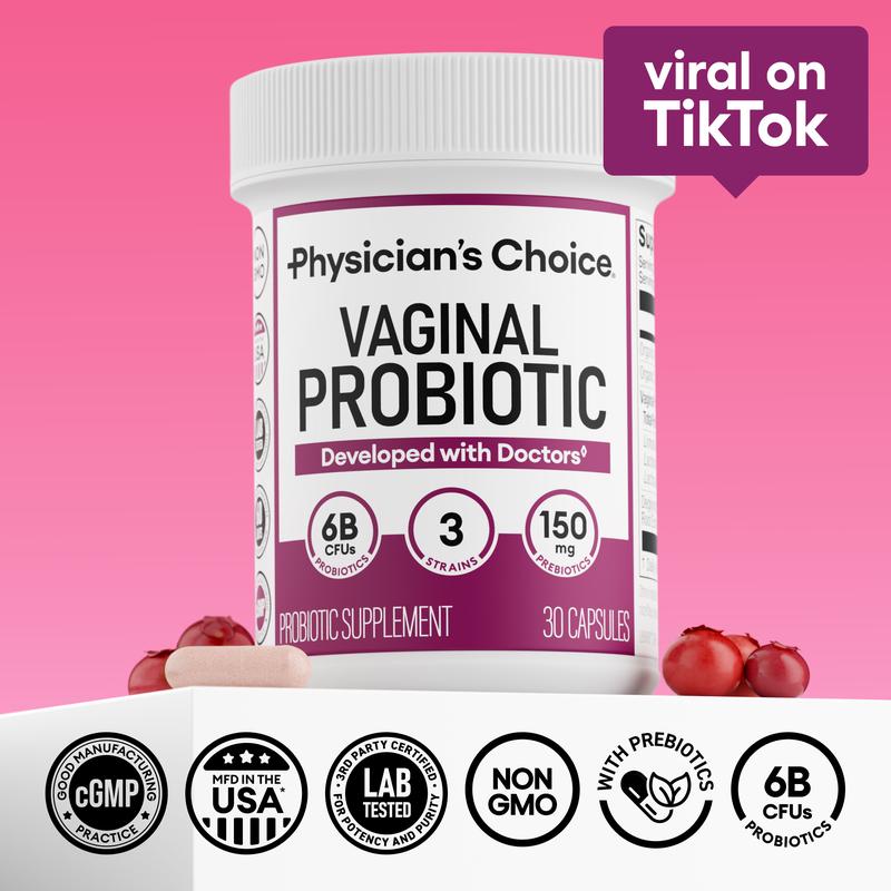 Physician's Choice Vaginal Probiotic - Odor Control, pH Balance & Daily Feminine Health Support with Cranberry and Prebiotics for Women