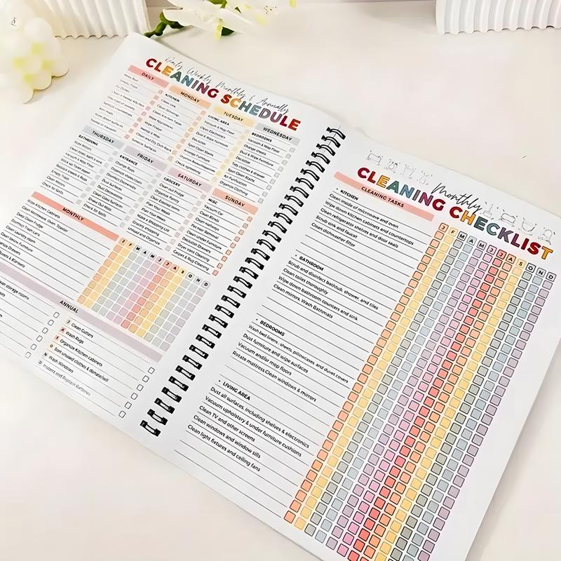ADHD Cleaning Planner A4 Size Daily Weekly Monthly Schedule Checklist Notebook for Home Office Dorm Durable Cover Smooth Pages Office Stationery Essential Plannerbook