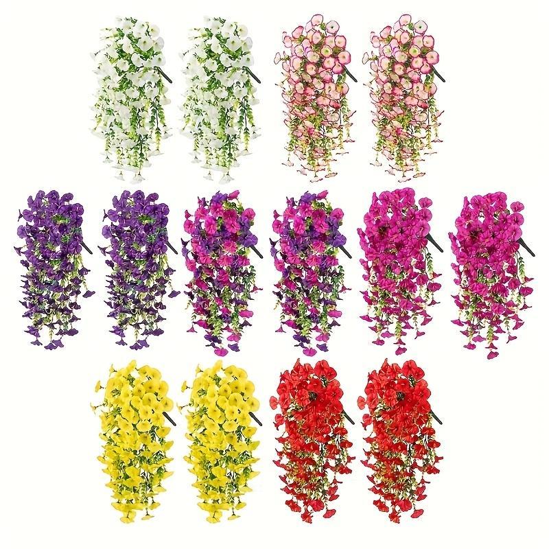 2pcs Hanging Artificial Morning Glory Vine - UV-Resistant Plastic Fake Flowers with Flower Design, Backyard & Outdoor Decor, Home Office Home Supplies summerwins,summerwins
