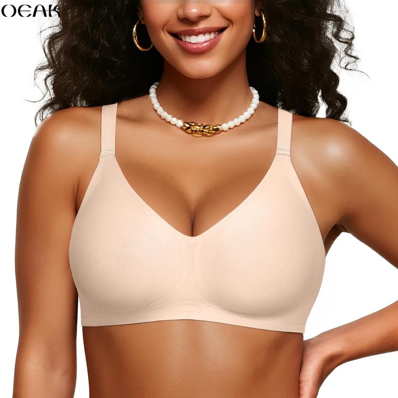 OEAK Women Comfortable Push Up Bras Wireless Seamless Full Coverage Jelly Bra Buttery Soft Everyday Tshirt Bra Convertible Bra