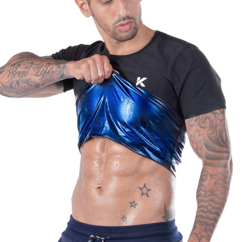 [Kewlioo Official] Men's Heat Trapping Sauna T-Shirt for Gym Exercise Activewear Athletic Sports Clothing Workout Tops with Supportive Compression Fit and Sweat-Enhancing Design