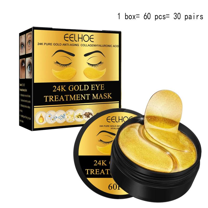 24k Gold Hyaluronic Acid Moisturizing Eye Mask, Collagen Eye Mask, 60pcs/set Tightening and Lifting Eyecare Patch, Brightening & Firming Eye Sticker, Hydrating Eye Care Product, Under Eye Brightener, Hydrating Eye Treatments