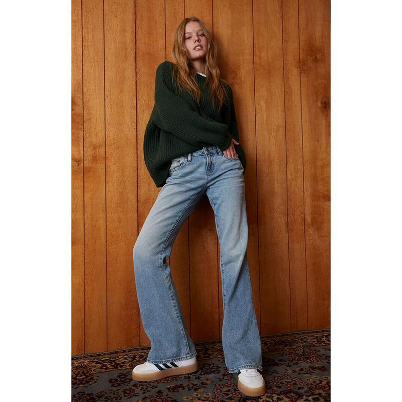 Pacsun Women's Jade Low Rise Bootcut Jeans Light Blue Wash