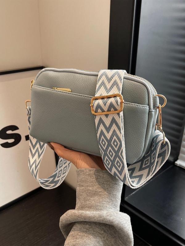 Women's Crossbody Bag, Back To School,Â Minimalist Stylish Plain Color Zipper Crossbody Bag with Adjustable Strap, High-quality Daily Commuting Bag for Girl