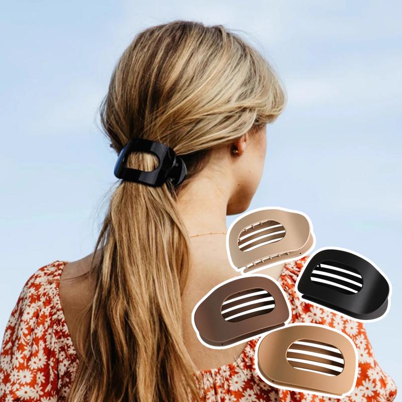 4-Pack Solid Color Flat Hair Clips – No-Crease Acrylic Barrettes for Women & Girls | Strong Hold, Matte Claw Clips for Thick & Thin Hair, Minimalist Fashion Hair Accessories for Daily, Work, or Party Looks