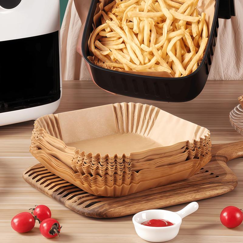 100Pcs Parchment Paper,Air Fryer Paper Liners, Air Fryer Liners Disposable for Microwave, Non-Stick Air Fryer Liner Square Free of Bleach (6.7IN)