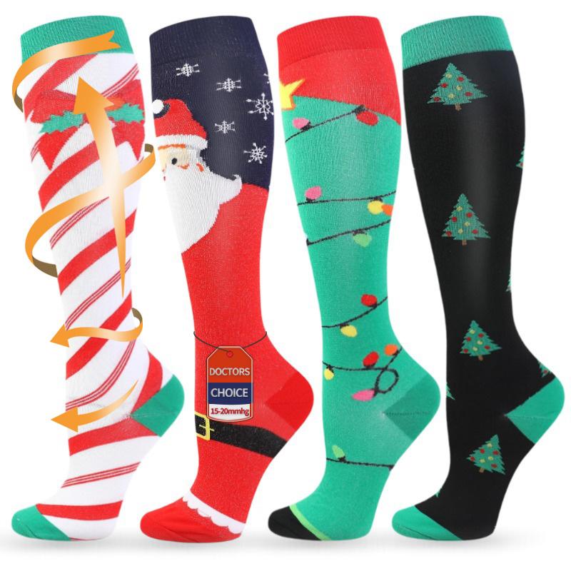ISUNlE Compression Socks - 4 Pairs (15-20 mmHg) for Men & Women | Comfortable, Durable, and Supportive | Perfect for Everyday Use and Active Lifestyles | Breathable High Performance Fabrics