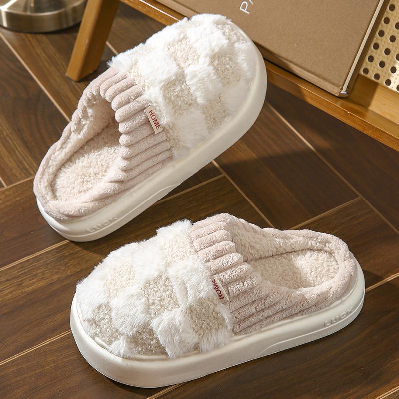 Cotton slippers for women, anti slip cashmere for warmth, monthly slippers for indoor home, cute and fluffy cotton mop Girl Footwear Flipflop Walking Shoes Slide gift Soft