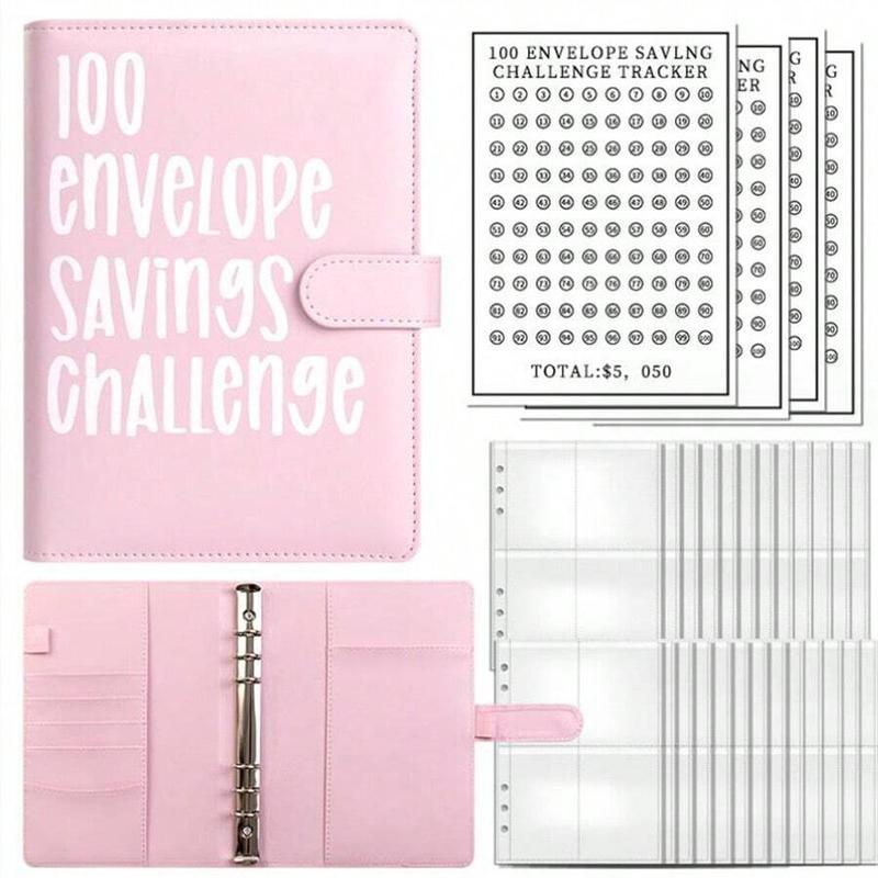 100 Envelopes Money Saving Challenge A5 Binder with Cash Envelopes Budget Book to Save $5050 in 100 Days, Ideal for Budget Planning Money Management Organizer Pvc Durable e Planner sketchbook bible study supplies cute office supplies for work