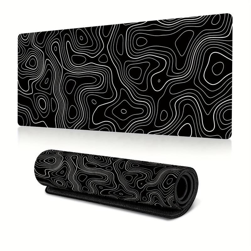 Line Pattern Cozy Gaming Mouse Pad, Large Size Mouse & Keyboard Mat with Stitched Edge, Non-slip Desk Mat for Home Office, Non Slip Mousepad, Office Accessories