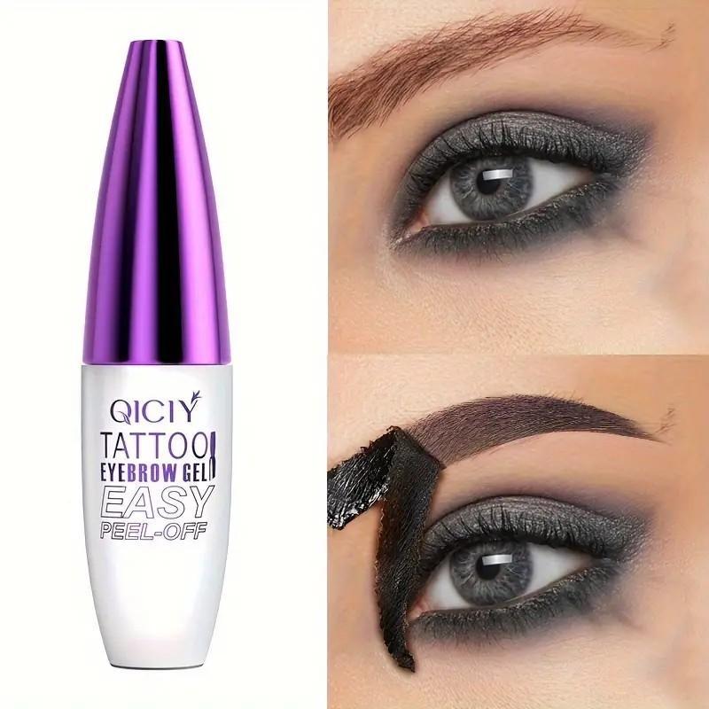 Easy Peel-Off Eyebrow Gel-Waterproof &Sweatproof, Long-Lasting Black or Brown TattooTint, Film Forming, Medium Coverage for All SkinTypes