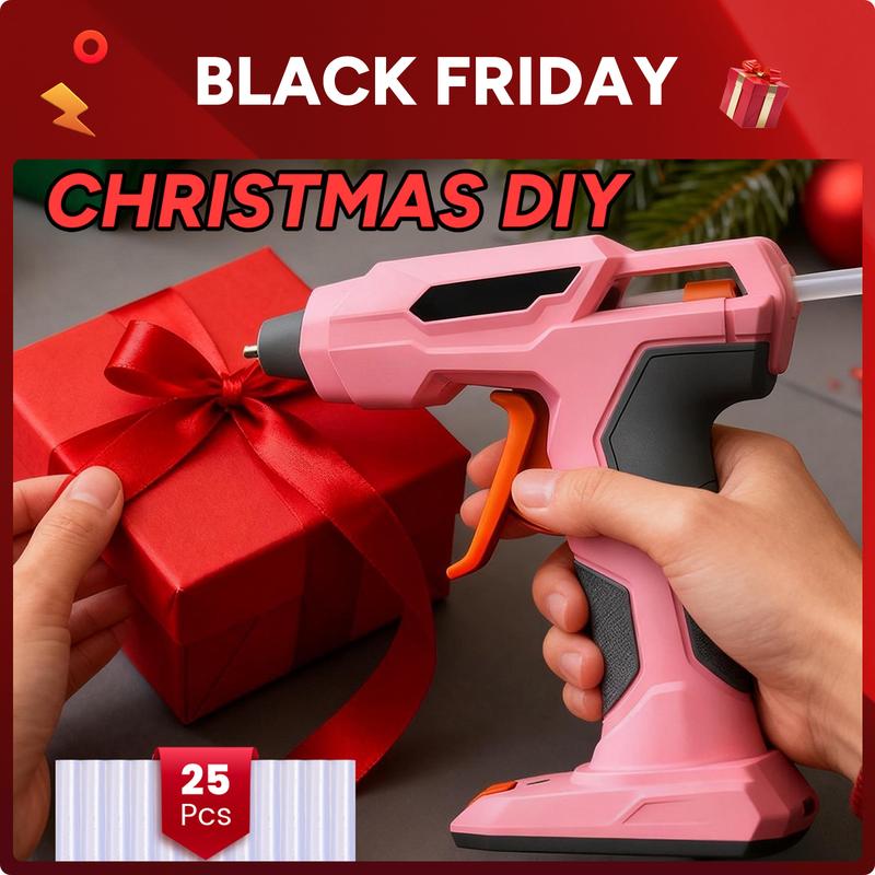 【Spring DIY】GoGonova Glue Gun, 20s Fast Preheating Anti-drip Cordless Glue Gun, 2Ah USB-C Rechargeable with 25 Pcs Mini Glue Sticks, Smart Power-Off Tool Rubber Portable Handle, Glueing Work Glueing Project