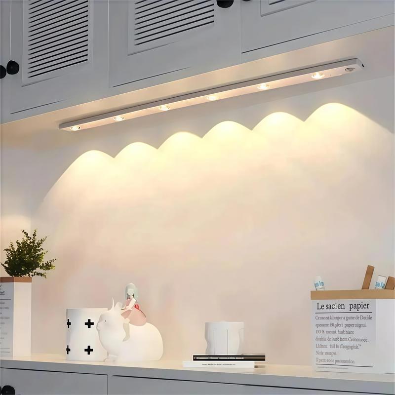 Motion Sensor LED Under Cabinet Light, USB Rechargeable LED Night Light with 3-color Temperature, Dimmable LED Wall Sconce for Indoor Kitchen Stair Modern Night Lights