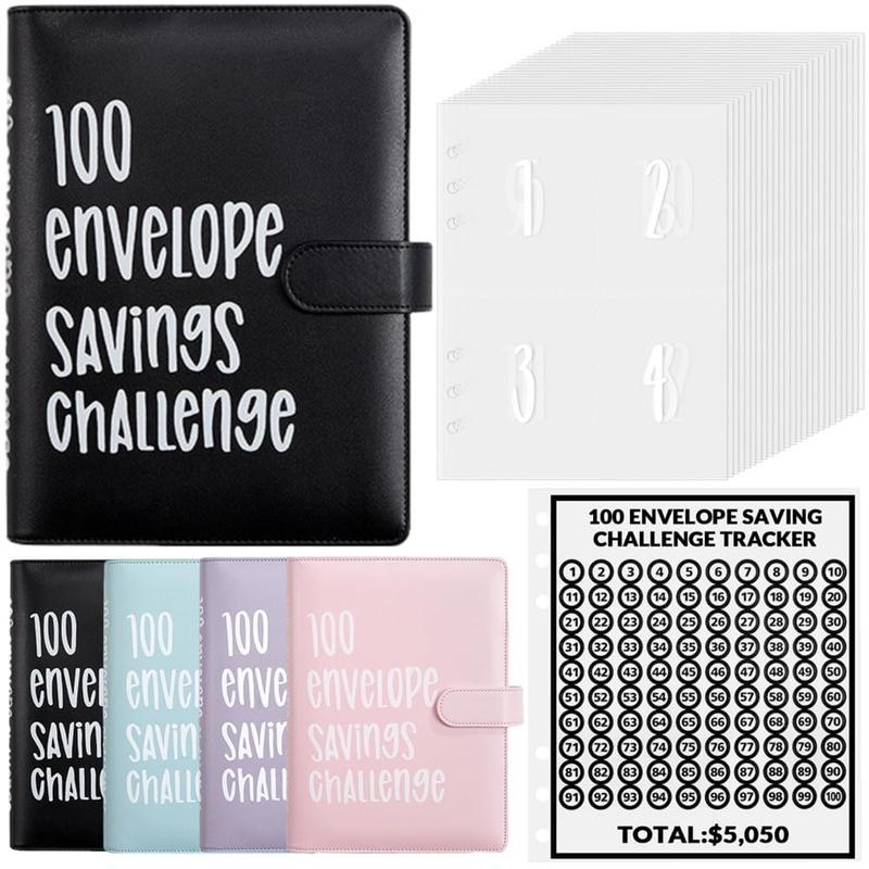 [CLOUDSEA]100 Envelopes Money Saving Challenge Binder, Budget Binder Savings Challenges Book with Cash Envelopes, A5 Budget Planner Book to Save $5,050