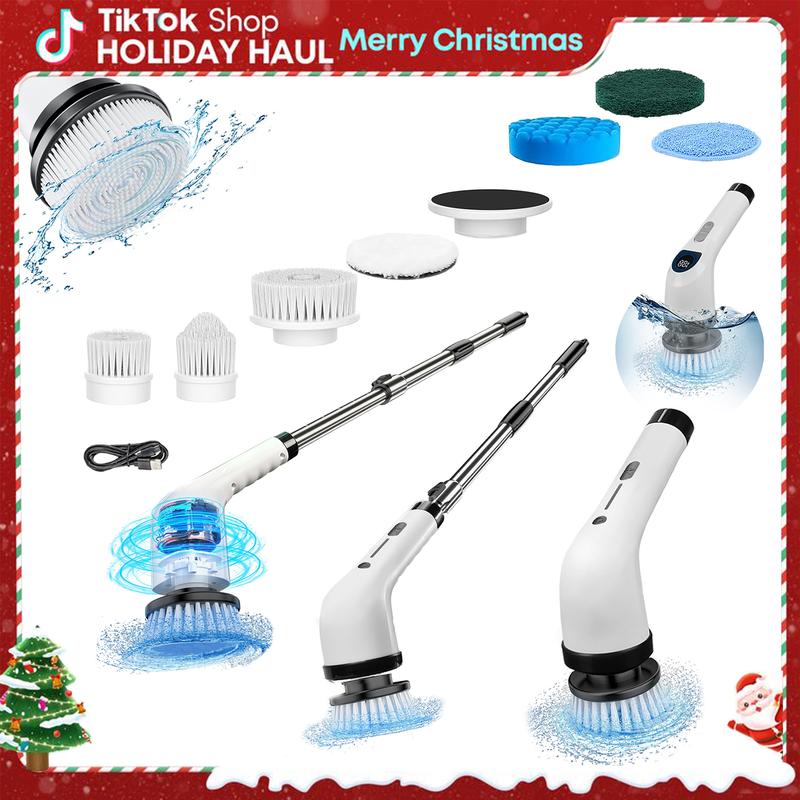 Electric Spin Scrubber, Cordless Shower Scrubber Full-Body IPX7 Waterproof, Electric Cleaning Brush with 4 Replaceable Brush Headsand 3 Adjustable Extension Handle, 2-Speed for Bathroom, Kitchen, Toilet, Window, Pool, tiktok shop deals outdoorfun