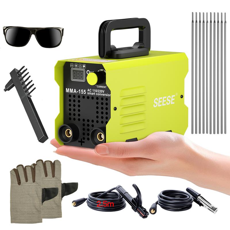 【FathersDayGift】SEESE 155Amp MINI Portable Welding Machine, Stick Welder, AC 110/220V smart conversion, LED Display Digital Welder, Portable MMA Arc Welder fathersdaygift