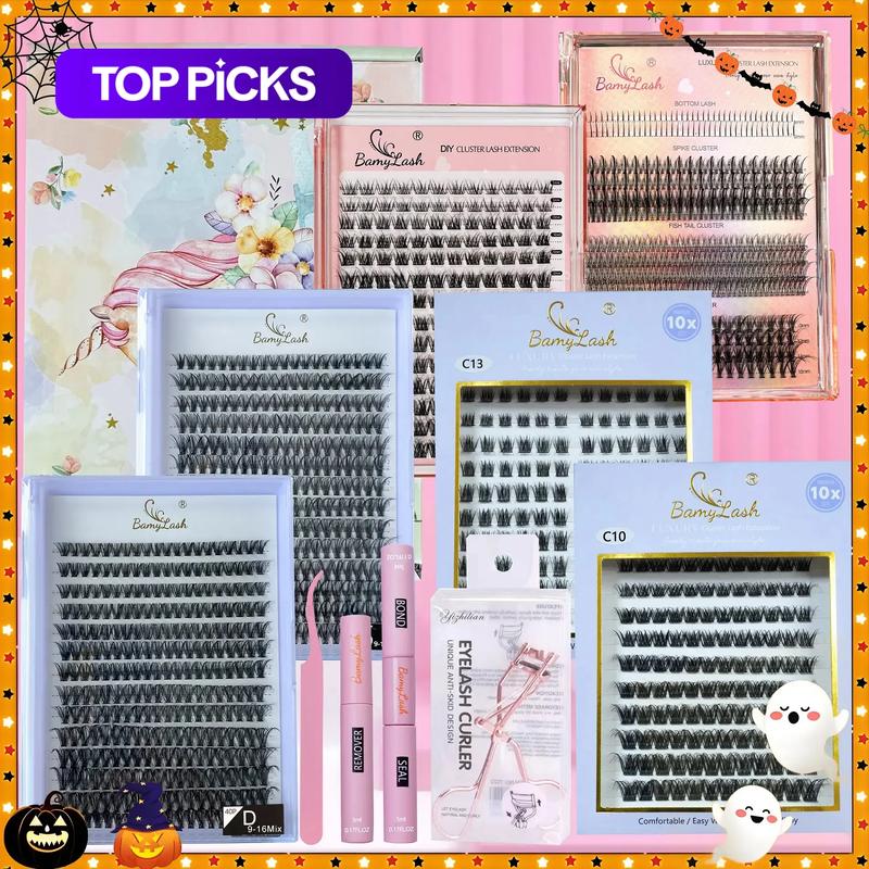 Individual False Eyelashes Kit, 1 Set Eyelash Extension Natural-Look Self-Grafting Curl Cluster Lashes, Eye Makeup Enhancement False Lashes for Women and Girls, DIY False Eyelashes, Winter Gift #GLOBAL PICKS