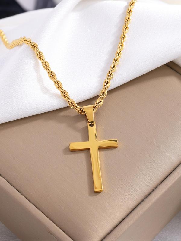 Classic Retro Design Stainless Steel Cross Pendant Necklace, Fashion Jewelry for Party, Daily Clothing Decor, Trendy All-match & Exquisite Jewelry for Birthday Gift, Trendy Fashionable Accessories, Cross Necklaces