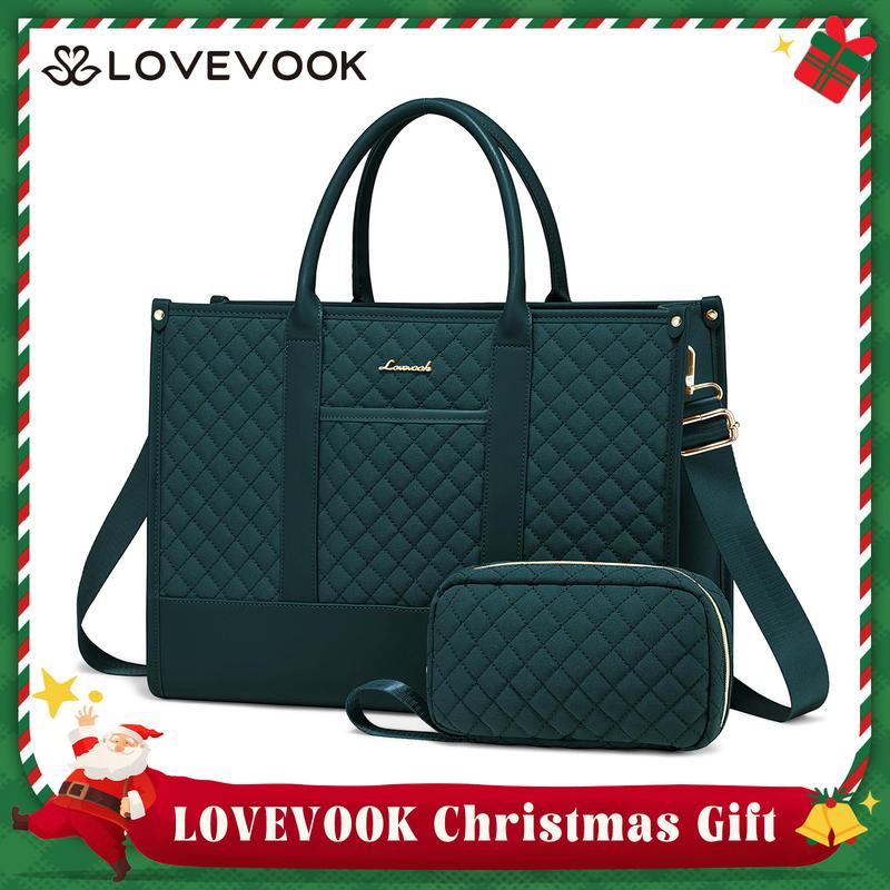 LOVEVOOK Laptop Canvas Tote Bags for Women,15.6-17.3 inch Laptop Zipper Work Bags with Clutch Purse,Shoulder Bag with Adjustable Straps & 2 Cup Holders, Women Briefcase for Travel,Teacher,Doctor, Nurse,Summervibes