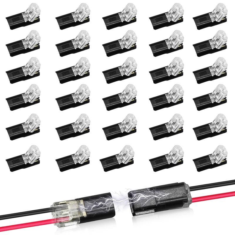 [Summervibes]Double-Wire Plug-in Connector Led Light Strip Connectors 2 Pin, Low Voltage Wire Connector with Locking Buckle, Fast Connect Plugs Led Connectors for Strip Lights，Lead strip automotive wiring electricity Power Distribution Secure,Diy-YY