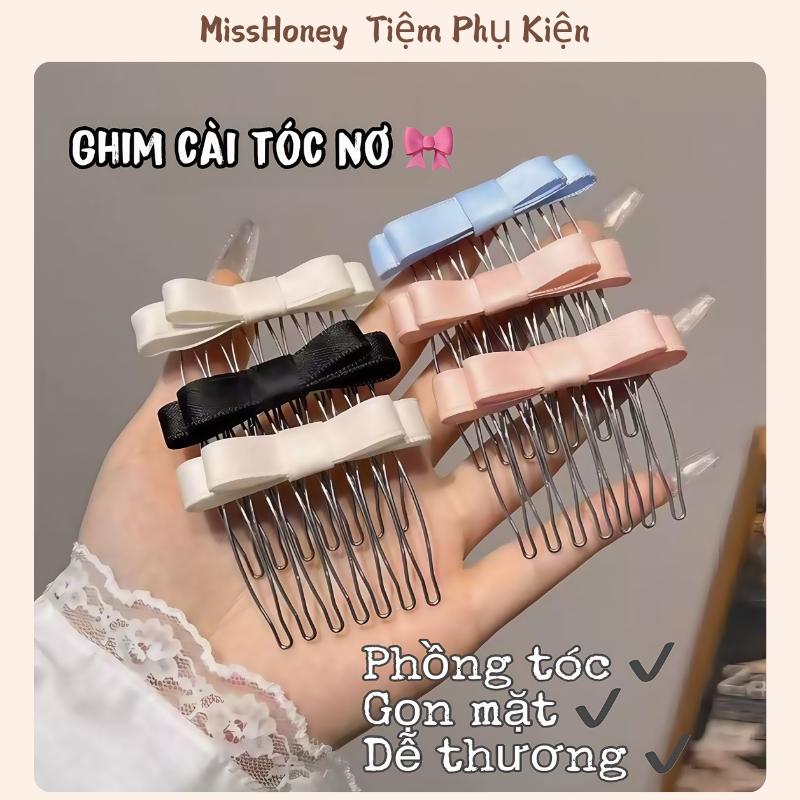 Xược Tóc Đính Nơ Tạo Độ Bồng Cho Nữ, Lược Cài Tóc Nơ Phong Cách Tiểu Thư