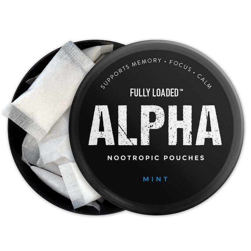 ALPHA Mint Nootropic Pouches by Fully Loaded - Calm, Focus, Memory - Sugar Free health fitness